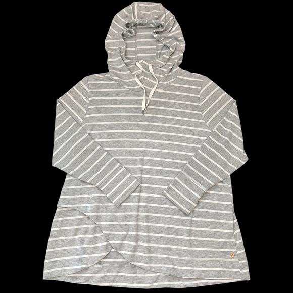 Lane Bryant Livi‎ Asymmetrical White Grey Stripe Long Sleeve Hoodie 22/24 #114 - Picture 1 of 6